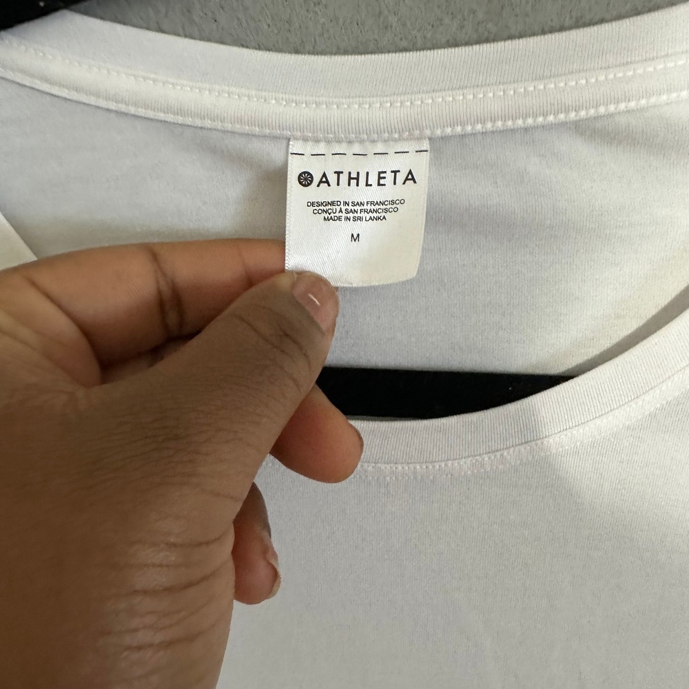 Athleta Zephyr Crop Tee White Relaxed Short Sleeve Boxy T-Shirt 891898-01 Medium - Picture 2 of 8
